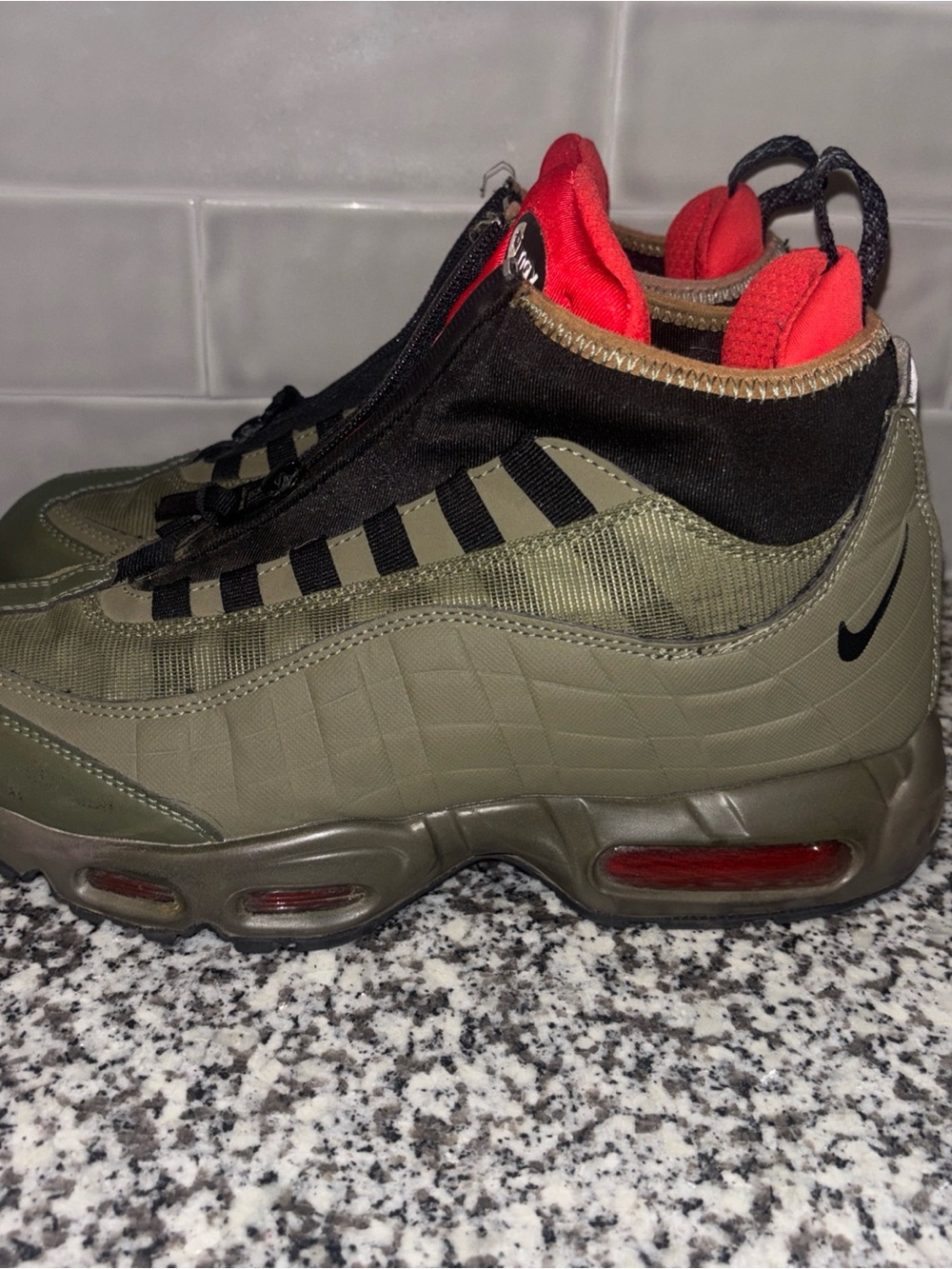 Nike Olive Green & Red High-Top Air Max Sneakers